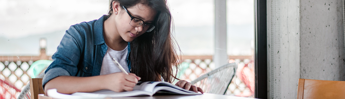 student taking a test