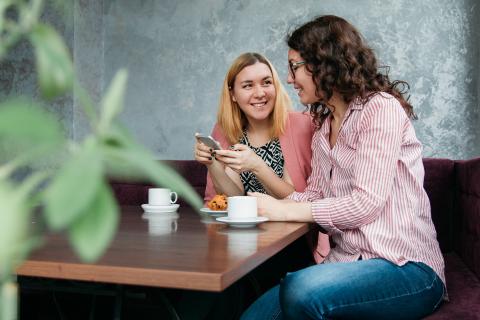 two people chatting 