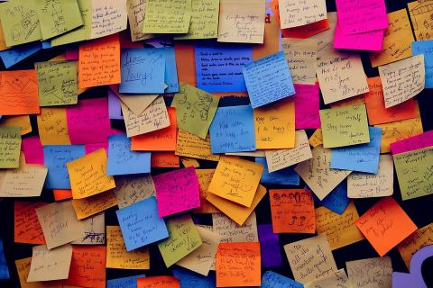 post it sticky notes on wall