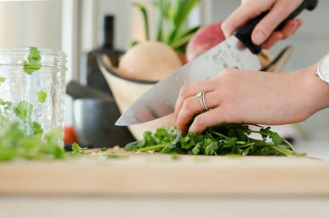 Chef cutting food