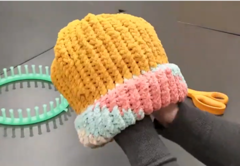 image of a loom knit hat 