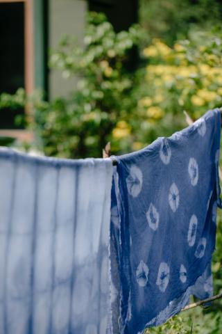 Samples of indigo dyed fabric