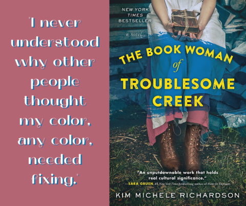 Quote on left: "I never understood why other people thought my color, any color, needed fixing."  Book cover on right.