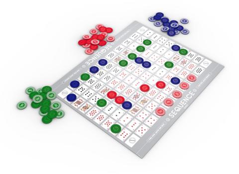 Sequence game board and pieces