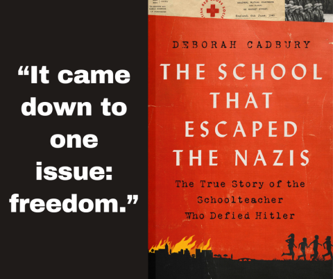 Quote on left: "It came down to one issue: freedom."  Book cover on right.