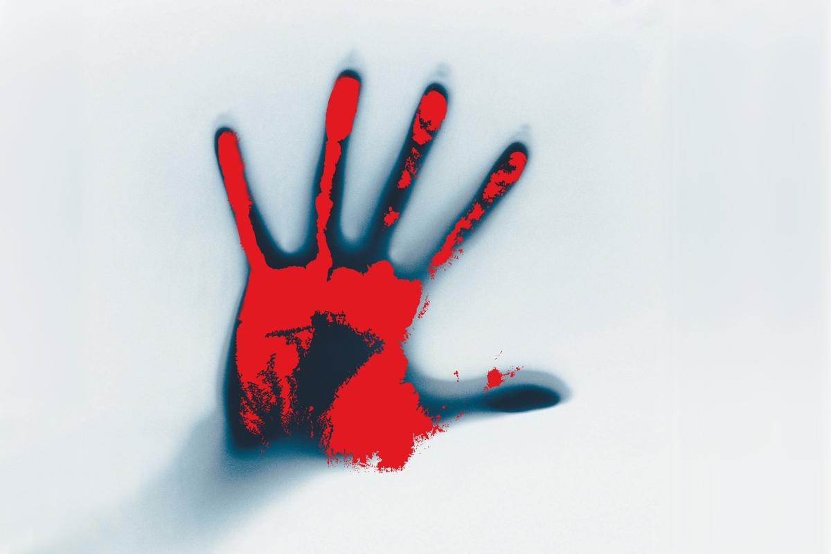 red hand print