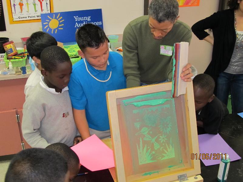 Danny Russo demonstrating screenprinting