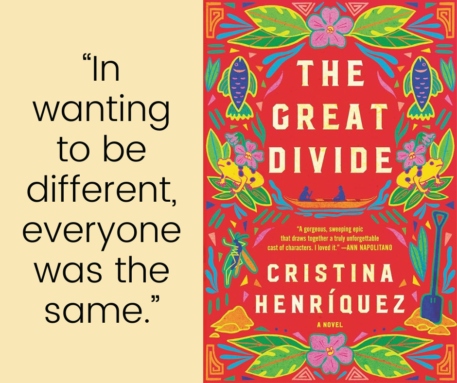 Quote on left: "In wanting to be different, everyone was the same."  Book cover on right.