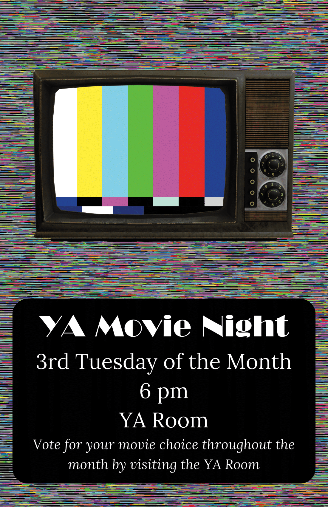 flyer for Young Adult Movie Night