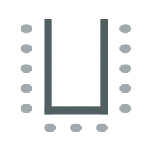 Room setup icon of tables placed in U-Shape with chairs on outside